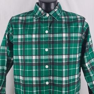 Bridge Gate Women's green & white plaid flannel nightwear button-up shirt